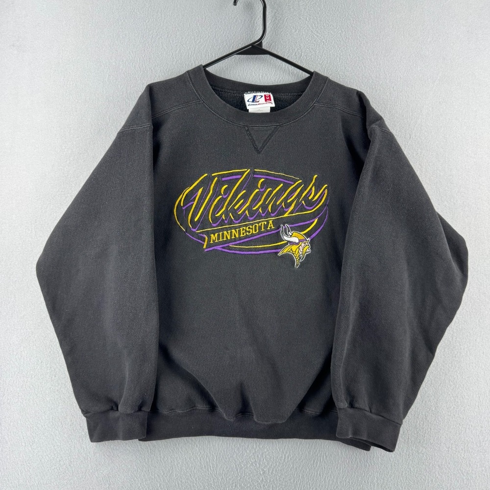 Vintage Minnesota Viking Sweatshirt Mens Medium Black 90s Crewneck Football USA
